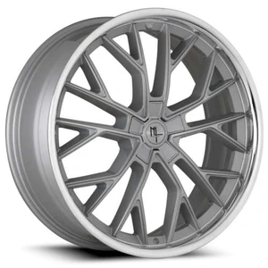 MODERN LUXURY Mlf15 Wheels Rims 18x8 Blank Custom Drilled Brushed Silver W/ Stainless Lip 35mm | MLF15-1880BLANK+35BRSL