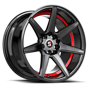 Spec-1 Sp-73 Wheels Rims 18x8 5x112 5x114.3 Gloss Black & Red Undercut 38mm | SP-731883638GBRU