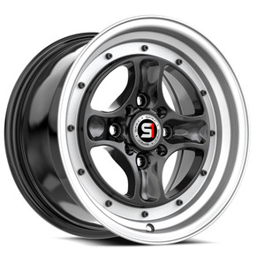 Spec-1 Spt-35 Wheels Rims 15x8 4x100 4x114.3 Gloss Black & Machined Lip 25mm | SPT-35158925BML