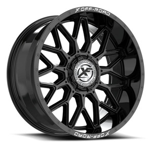 Xf Off-Road Xf-242 Wheels Rims 20x9 6x135 6x139.7 Gloss Black & Milled Lettering 0mm | XF-2422090570GB-V