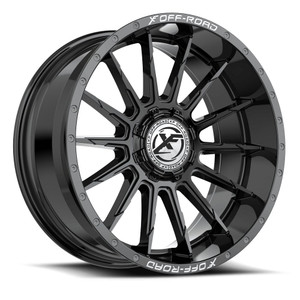 Xf Off-Road Xf-247 Wheels Rims 20x10 5x127 5x139.7 Gloss Black & Milled Lettering -12mm | XF-247201043-12GB-V