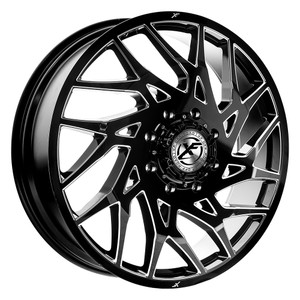 Xf Off-Road Dually Xf-229  Wheels Rims 26x8.25 10x225 Gloss Black & Milled 110mm