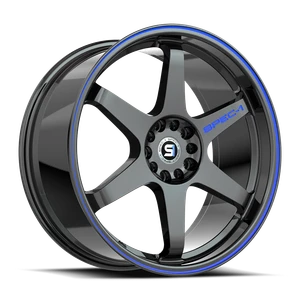 Spec-1 Spt-33 Wheels Rims 19x10.5 Blank Custom Drilled Gloss Black & Blue Line 22mm | SPT-3319105BL22GBBL