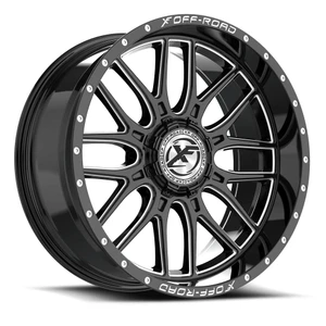 Xf Off-Road Xf-244 Wheels Rims 20x10 Blank Custom Drilled Gloss Black & Milled -12mm | XF-24420105X6XBL-12GBM-V
