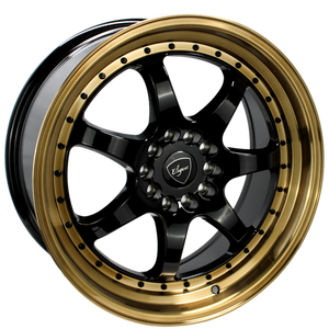 Elegance E26 Wheels Rims 18x8.5 5x100 5x114.3 Gloss Black W/ Bronze Lip 30mm | E26-18511430GBBZL