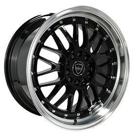 Elegance E28 Wheels Rims 16x7 5x100 5x114.3 Gloss Black W/ Machined Lip 30mm | E28-1651430GBM