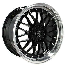 Elegance E28 Wheels Rims 17x7.5 4x100 4x114.3 Gloss Black W/ Machined Lip 30mm | E28-17410030GBM