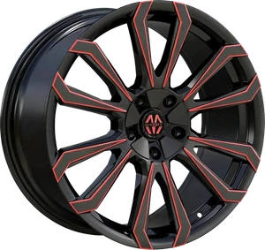 Massiv 929 Wheels Rims 20x8.5 5x112 5x114.3 Black w/ Red Milling 35mm | MAS929-2845BWR