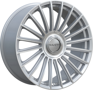 Ravetti M17 Wheels Rims 22x9 5x114.3 5x120 Brushed Silver 27mm | RAV-M17-22913-27SBR-FC