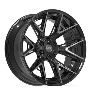 4Play 4P40 Wheels Rims 22x12 6x135 6x139.7 Gloss Black w/ Brushed Face & Tinted Clear 44mm | 4P40-22120-6D55-44BBT