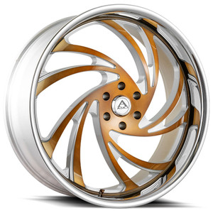 Azad AZ Drip Wheels Rims 22x9.5 6x139.7 Milled Brushed Gold With Stainless Lip 25mm | AZDRIP22956139+25BRGOLDM/SSL