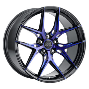 Mach MF.12 Wheels Rims 20x9 Blank Custom Drilled Gloss Black w/ Blue Face And Milling 10mm | MF12-2090Z10FGBBB
