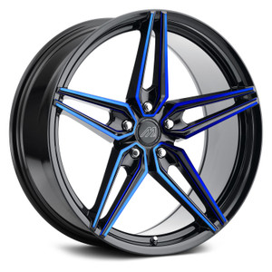 Mach MF.2 Wheels Rims 20x9 5x114.3 Gloss Black w/ Blue Face And Milling 35mm | MF2-2090LL35FGBBB