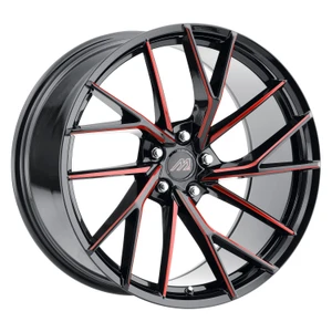 Mach MF.4 Wheels Rims 20x10.5 Blank Custom Drilled Gloss Black w/ Red Milling And Undercut 42mm | MF4-2015Z42FGBRX