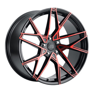 Mach MF.7 Wheels Rims 20x10.5 Blank Custom Drilled Gloss Black w/ Red Face 15mm | MF7-2015Z15FGBRF