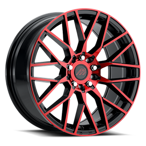 Mach MP.41 Wheels Rims 17x7.5 4x100 4x114.3 Gloss Black w/ Red Machined Face 35mm | MP41-1775B35FGBRF