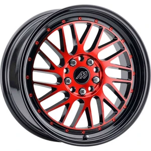 Mach MP.42 Wheels Rims 17x7.5 4x100 4x114.3 Gloss Black w/ Red Face And Rivets 40mm | MP42-1775B40FGBRF