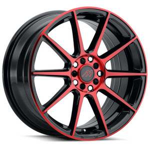 Mach MP.43 Wheels Rims 17x7 5x114.3 5x120 Gloss Black w/ Red Machined Face 38mm | MP43-1770L38FGBRF