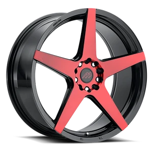 Mach MP.52 Wheels Rims 18x8 5x100 5x114.3 Gloss Black w/ Red Machined Face 35mm | MP52-1880D35FGBRF
