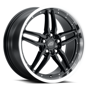 Mach MP.57 Wheels Rims 18x8 5x100 5x114.3 Gloss Black w/ Machined Lip And Chrome Rivets 42mm | MP57-1880D42FGBML