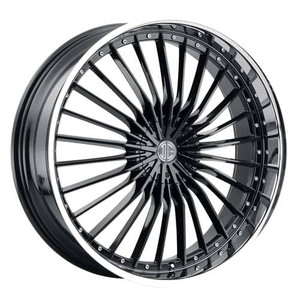 2Crave No.26 Wheels Rims 22x8.5 Blank Custom Drilled Gloss Black w/ Chrome Lip 38mm | N26-2285Z38JGBK