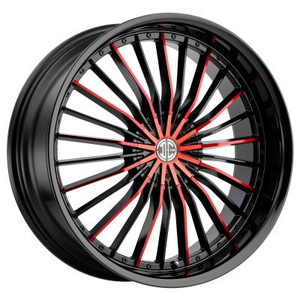 2Crave No.26 Wheels Rims 24x8.5 Blank Custom Drilled Gloss Black w/ Red Face 10mm | N26-2485Z10JRF