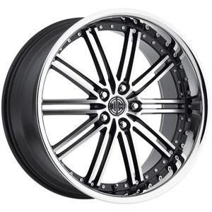 2Crave No.33 Wheels Rims 22x10.5 5x120 Gloss Black w/ Diamond Cut Face And Chrome Lip 38mm | N33-2215KK38JK