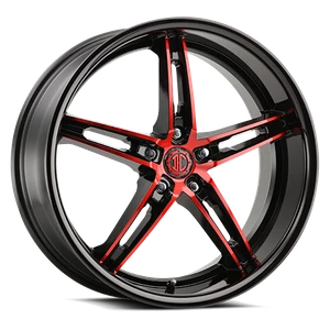 2Crave No.38 Wheels Rims 20x9 Blank Custom Drilled Gloss Black w/ Red Face 35mm | N38-2090Z35JRF