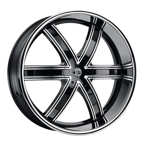 2Crave No.44 Wheels Rims 22x9.5 6x135 6x139.7 Gloss Black w/ Diamond Cut Face And Chrome Lip 30mm | N44-2295Y30PK