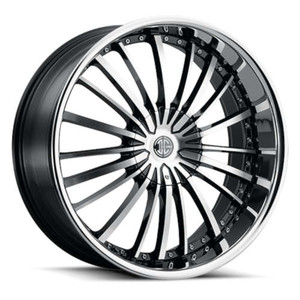 2Crave No.48 Wheels Rims 22x9.5 5x115 5x120 Gloss Black w/ Diamond Cut Face And Chrome Lip 15mm | N48-2295Q15MK