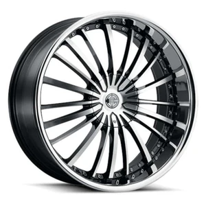 2Crave No.48 Wheels Rims 22x9.5 Blank Custom Drilled Gloss Black w/ Diamond Cut Face And Chrome Lip 15mm | N48-2295Z15MK