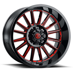 Xtreme NX-28 Wheels Rims 22x10 Blank Custom Drilled Midnight Black w/ Red Milling -25mm | NX28-2210ZL-25XBRX