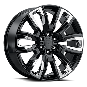 Replica Tech RT-49 Wheels Rims 20x9 6x139.7 Gloss Black w/ Chrome Inserts 28mm | RT49-2090XX28LGB-CI