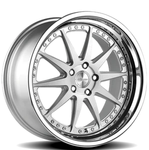 Rennen CSL-1 Wheels Rims 19x9.5 5x112 Silver Brushed w/ Chrome Stainless Lip 33mm | SL119950H033CSX101