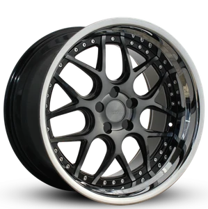 Rennen CSL-2 Wheels Rims 20x9 Blank Custom Drilled Tinted Black w/ Chrome Stainless Lip 15mm | SL220850ZZ15CTB101