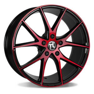 Traklite Aero Wheels Rims 18x8 5x114.3 Black Machined w/ Red Tint 35mm | TLAER704