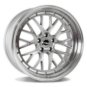 Traklite Turbulance Wheels Rims 20x8.5 5x112 5x114.3 Silver Machined w/ Chrome Rivets 38mm | TLTUR1914