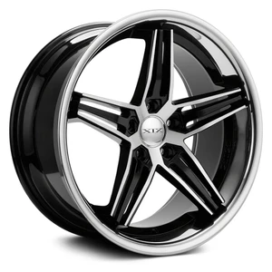 XIX X63 Wheels Rims 20x10.5 5x114.3 Gloss Black Machined With Stainless Steel Lip 38mm | X632010523+38BMS
