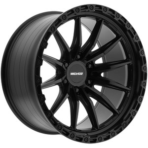 Wicked Offroad W833 Wheels Rims 20x10 6x139.7 Satin Black w/ Gloss Black Lip -19mm | W833200655-19GS
