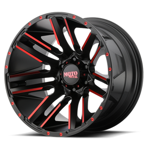 Moto Metal Mo978 Razor Wheel 22x12 6x139.7 Satin Black Machined With Red Tint -44mm - MINIMUM PURCHASE OF 4 WHEELS | MO97822268544NRC