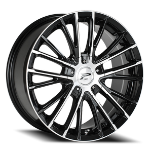 Platinum 437U Genesis Wheel 16x7 5x108 & 5x114.3 Gloss Black w/ Diamond Cut Face & Clear Coat 40mm | 437-6714U+40