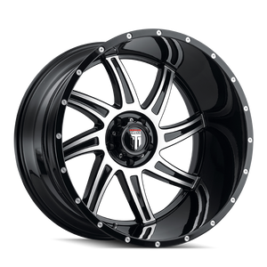American Truxx At162 Vortex Wheels Rims 22x12 5x150 Gloss Black Machined -44mm | AT162-22250BM-44
