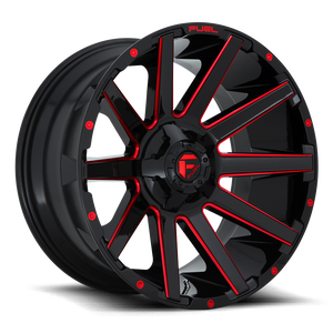 Fuel D643 Contra Wheel 20x9 5x114.3 & 5x127 Gloss Black Milled With Red Tint 1mm - FREE T-SHIRT INCLUDED! | D64320902650