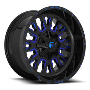 Fuel D645 Stroke Wheel 20x9 5x114.3 & 5x127 Gloss Black Milled With Blue Tint 1mm - FREE T-SHIRT INCLUDED! | D64520902650