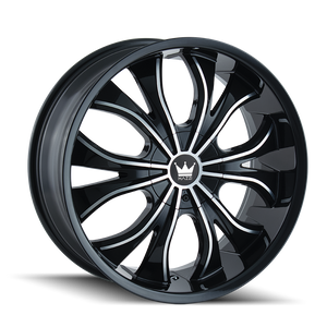 Mazzi Hustler Wheels Rims 22x9.5 5x114.3 5x120 Gloss Black Machined 35mm | 342-22904B