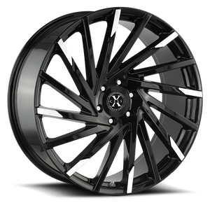 DOORBUSTER PRICING! - Xcess X02 X02 Wheel 24x9.5 6x139.7 Gloss Black w/ Machined Tips 24mm - FREE T-SHIRT INCLUDED! | X02463924GBMT