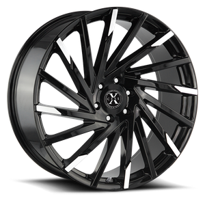 DOORBUSTER PRICING! - Xcess X02 X02 Wheel 22x9 5x112 Gloss Black w/ Machined Tips 35mm - FREE T-SHIRT INCLUDED! | X02251235GBMT
