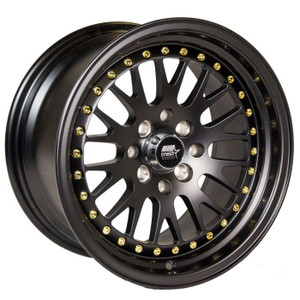 MST Wheels® MT10 Wheels Rims 15x8 4x100 4x4.5 (4x114.3) Matte Black w/ Gold Rivets 25 | 10-5816-25-MBG