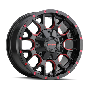 Mayhem Warrior Wheels Rims 17x9 6x135 6x139.7 Gloss Black Milled W/ Prism Red Tint -12mm | 8015-7937BTR