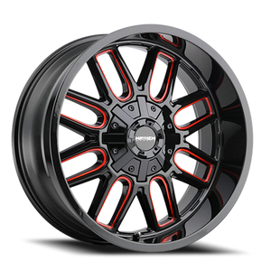 DOORBUSTER PRICING! - Mayhem Cogent Wheel 18x9 5x127 & 5x139.7 Gloss Black Milled w/ Prism Red Tint 0mm | 8107-8952BTR